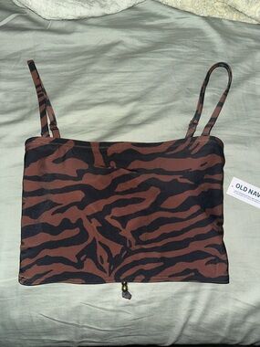 Old Navy zebra pattern bandeau swim top
